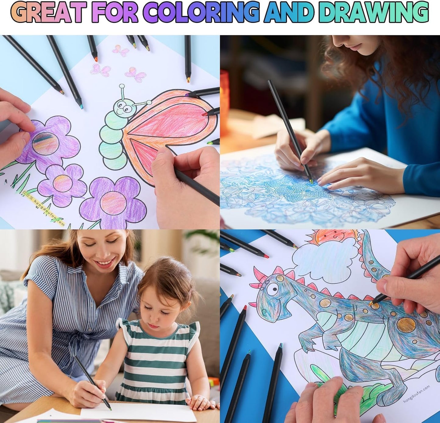 Rainbow Pencil Set for Drawing & Coloring.